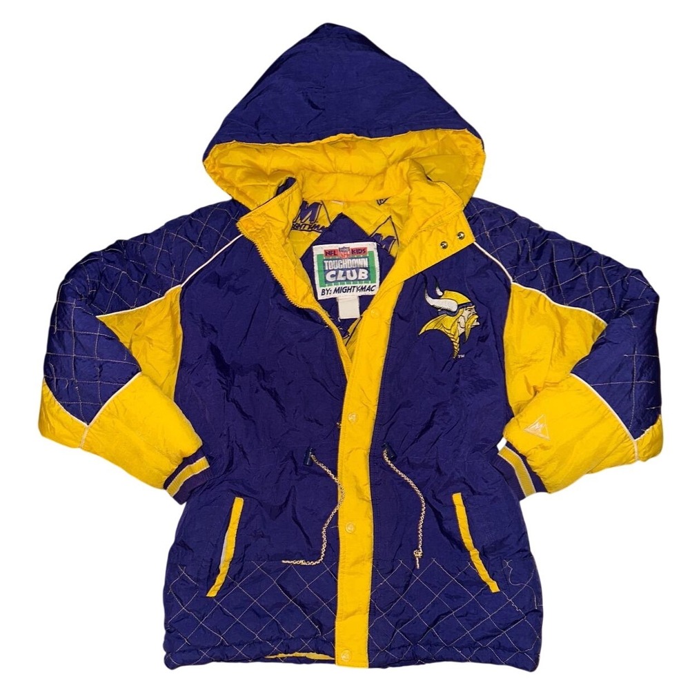 Vintage NFL Minnesota Vikings Mighty Mac Hooded Parka Kids Large 16-18 Purple